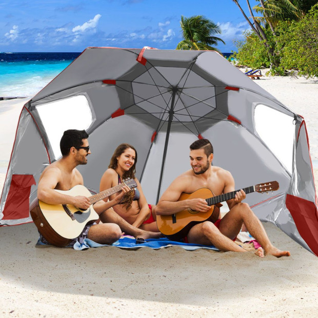Beach Umbrella Outdoor Umbrellas Sun Shade Garden Shelter 2.33M Red Image 8
