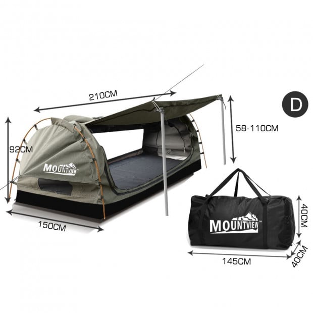 Double Swag Camping Swags Canvas Dome Tent Free Standing Khaki Image 6