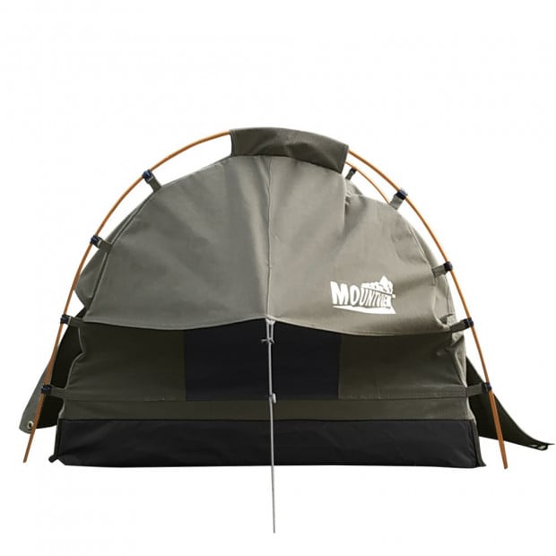 Double Swag Camping Swags Canvas Dome Tent Free Standing Khaki Image 3