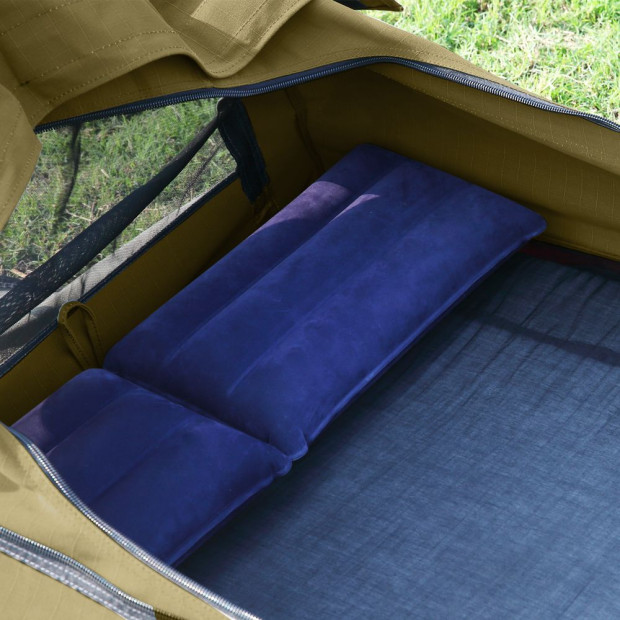 Mountview Camping Swags Tent Kings Pole with Awning Double Khaki Image 4