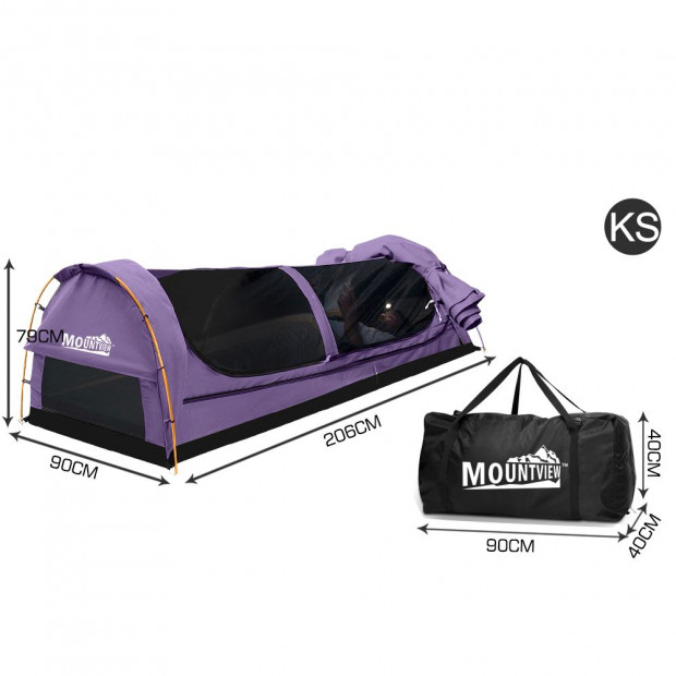 Mountview King Single Swag Camping Swags Canvas Dome Tent  Purple Image 4