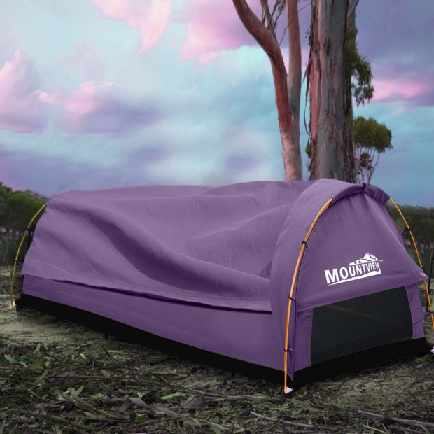 Mountview King Single Swag Camping Swags Canvas Dome Tent  Purple Image 6