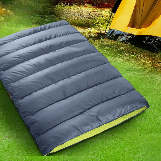 Mountview Double Sleeping Bag Outdoor Camping Hiking Thermal Tent Grey Image 8
