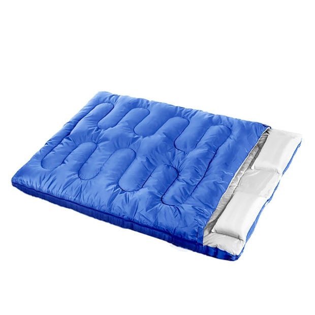 Sleeping Bag Double Outdoor Camping Thermal Hiking 220 x 145cm Blue Image 2