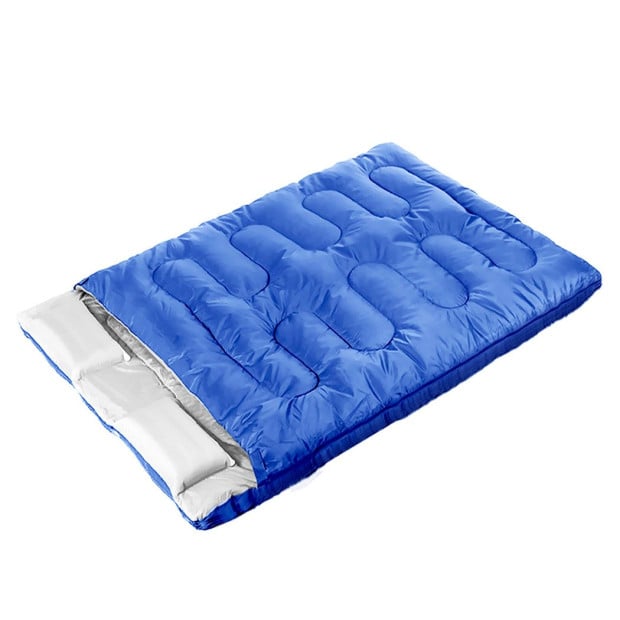 Sleeping Bag Double Outdoor Camping Thermal Hiking 220 x 145cm Blue