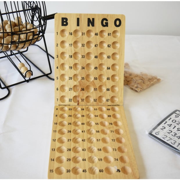 Bingo 75 Player Set With Metal Cage & Wooden Scoreboard Image 3