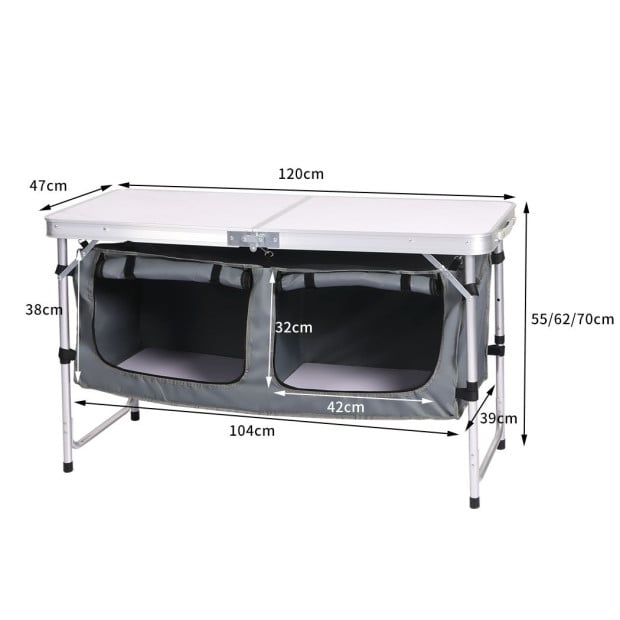 Folding Camping Table Aluminium Portable Outdoor Storage Organizer Image 3