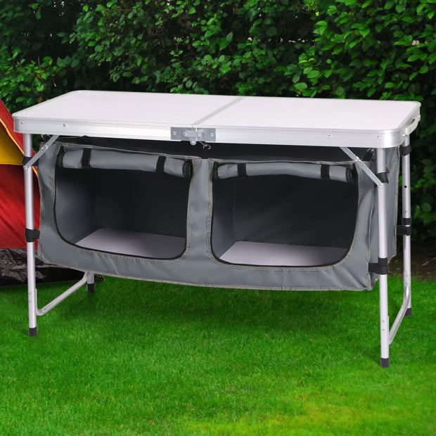 Folding Camping Table Aluminium Portable Outdoor Storage Organizer Image 7