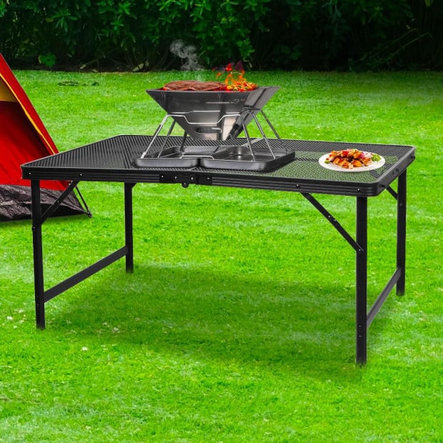 Grill Table BBQ Camping Outdoor Foldable Portable Picnic Black Image 7