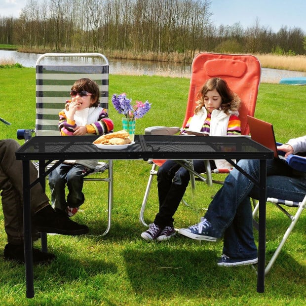 Grill Table BBQ Camping Outdoor Foldable Portable Picnic Black Image 8