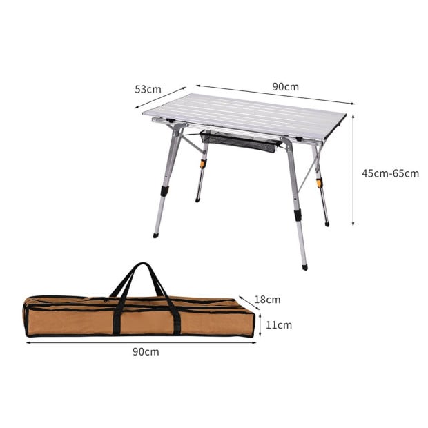 Camping Table Roll Up Folding Portable Aluminium Outdoor BBQ Desk Image 3