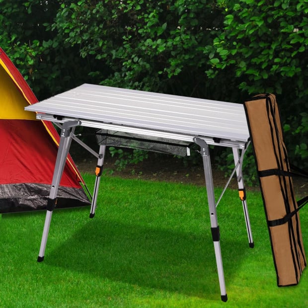 Camping Table Roll Up Folding Portable Aluminium Outdoor BBQ Desk Image 7