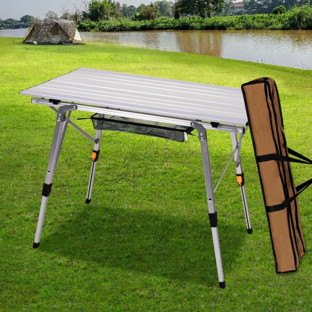Camping Table Roll Up Folding Portable Aluminium Outdoor BBQ Desk Image 8