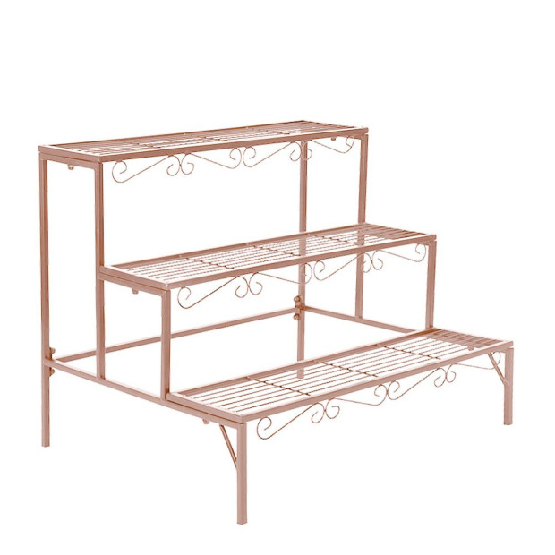 Plant Stand 3 Tier Rectangle Metal Flower Planter Shelf Rose Gold Image 2