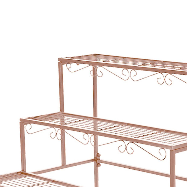 Plant Stand 3 Tier Rectangle Metal Flower Planter Shelf Rose Gold Image 4