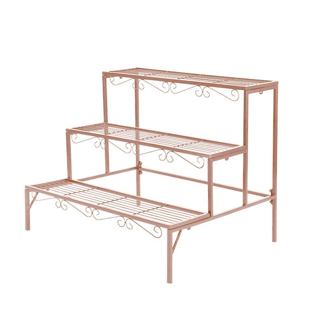 Plant Stand 3 Tier Rectangle Metal Flower Planter Shelf Rose Gold