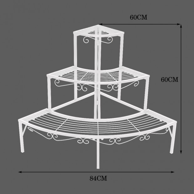3 Tier Corner Shape Metal Plant Stand Planter Shelf In White Colour Image 4