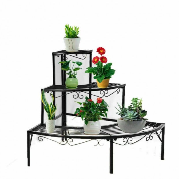 Outdoor Indoor Pot Plant Stand Garden Metal 3 Tier Planter