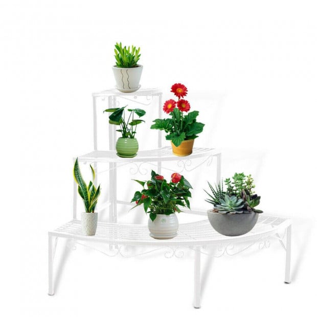 2x Plant Stand Outdoor Indoor Garden 3 Tier Planter Corner Shelf