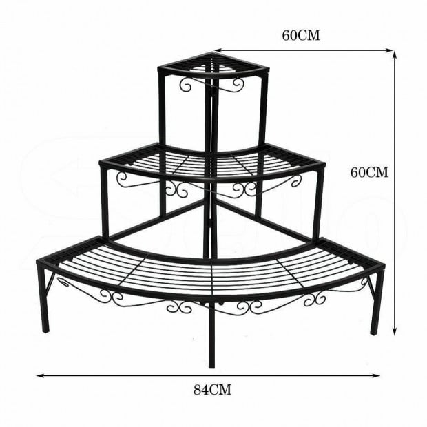 Plant Stands Outdoor Indoor Metal Black Flower Pot 3 Garden Corner Shelf Image 4