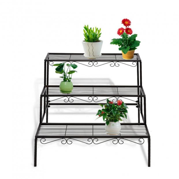 Plant Stands Outdoor Indoor Metal Black Flower Pot 3 Garden Corner Shelf Image 11