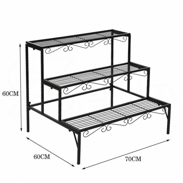 Plant Stands Outdoor Indoor Metal Black Flower Pot 3 Garden Corner Shelf Image 3