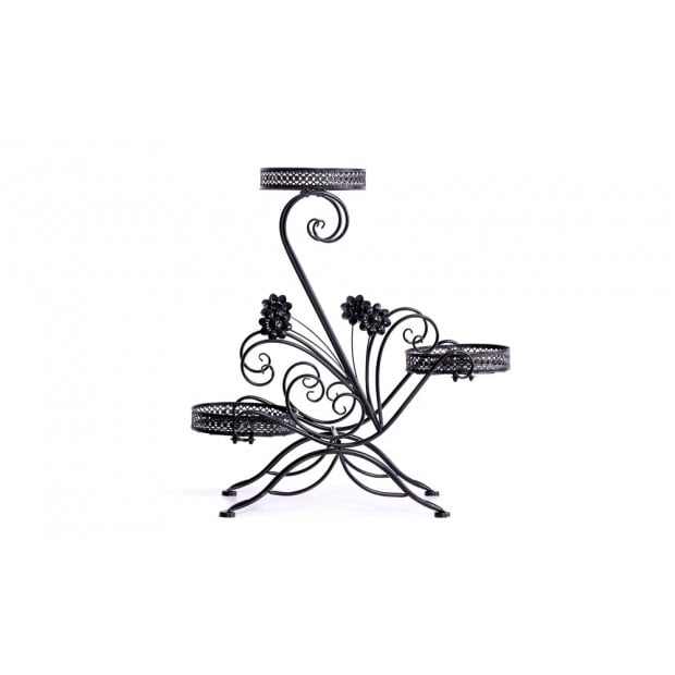 Metal Outdoor Indoor Pot Plant Stand Garden Decor Flower Rack Black Image 3