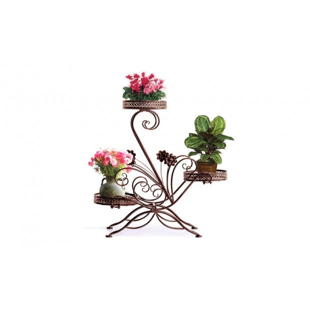 Flower Shape Metal Plant Stand 3 Planter Pot