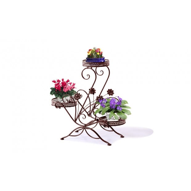Flower Shape Metal Plant Stand 3 Planter Pot Image 2