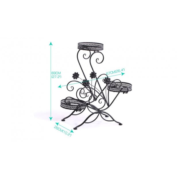 Flower Shape Metal Plant Stand 3 Planter Pot Image 6