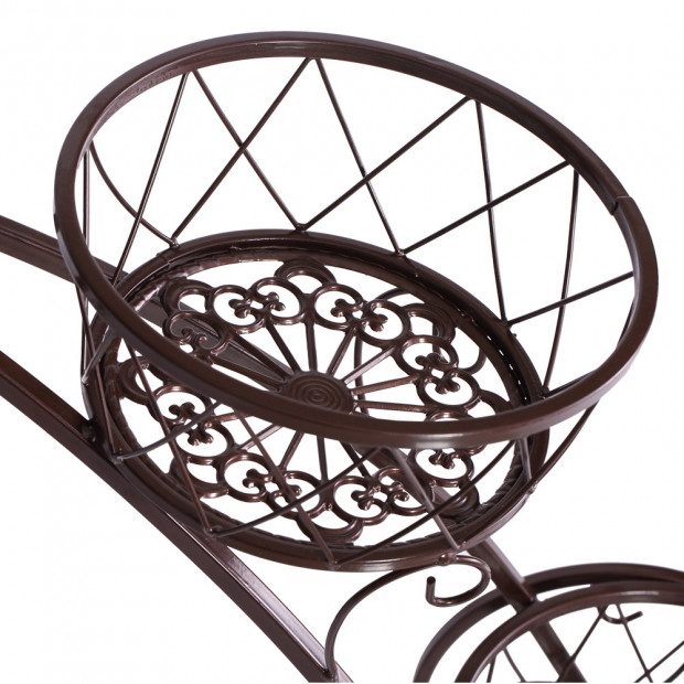 Bicycle Shape Metal Plant Stand With 3 Plant Pots Space Black Colour Image 5
