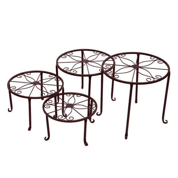 4 X Metal Outdoor Indoor Pot Plant Stand Garden Dcor Bronze Image 2