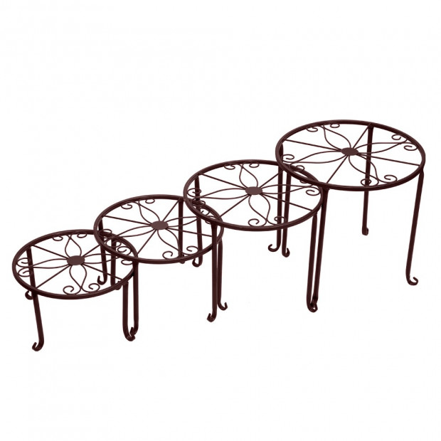 4 X Metal Outdoor Indoor Pot Plant Stand Garden Dcor Bronze Image 3