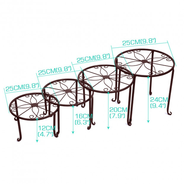 4 X Metal Outdoor Indoor Pot Plant Stand Garden Dcor Bronze Image 6