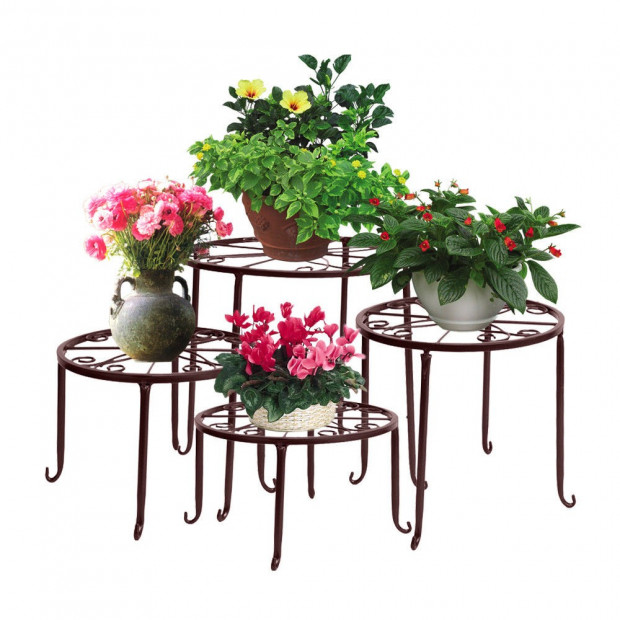 4 X Metal Outdoor Indoor Pot Plant Stand Garden Dcor Bronze