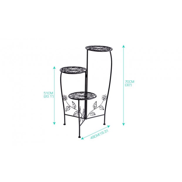 Metal Outdoor Indoor Pot Plant Stand Garden Decor Flower Rack Bronze Image 4