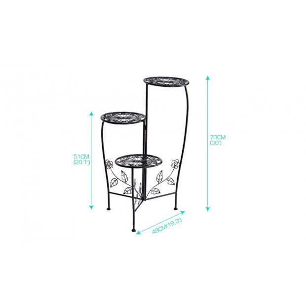 Metal Outdoor Indoor Pot Plant Stand Garden Flower Rack Black Image 6