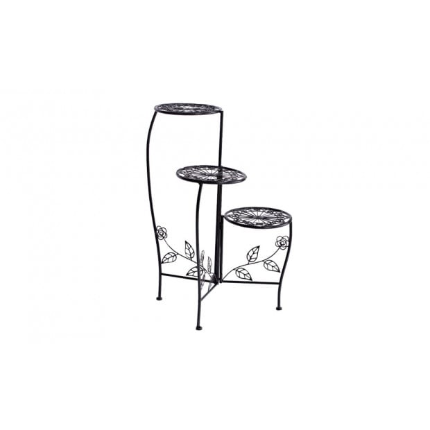 Metal Outdoor Indoor Pot Plant Stand Garden Flower Rack Black