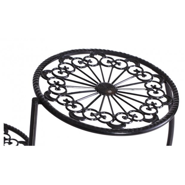 Metal Outdoor Indoor Pot Plant Stand Garden Flower Rack Black Image 3