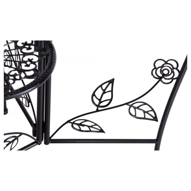 Metal Outdoor Indoor Pot Plant Stand Garden Flower Rack Black Image 4