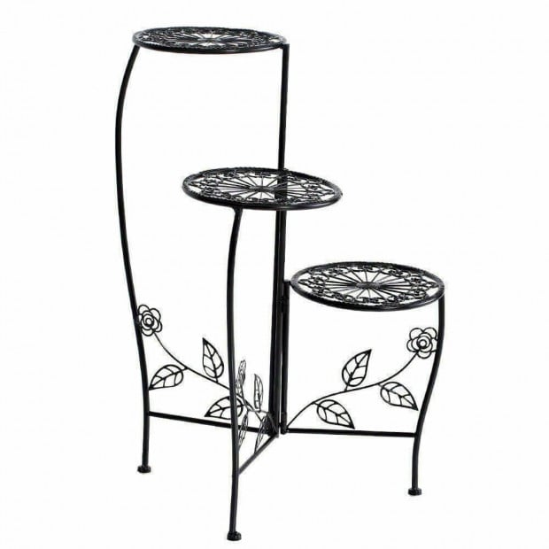 2X Wrought Iron Outdoor Indoor Flower Pots Stand Garden Corner Shelf Image 2