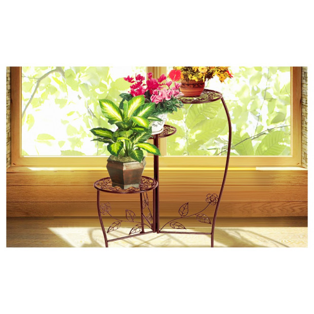 Metal Outdoor Indoor Pot Plant Stand Garden Decor Flower Rack Bronze