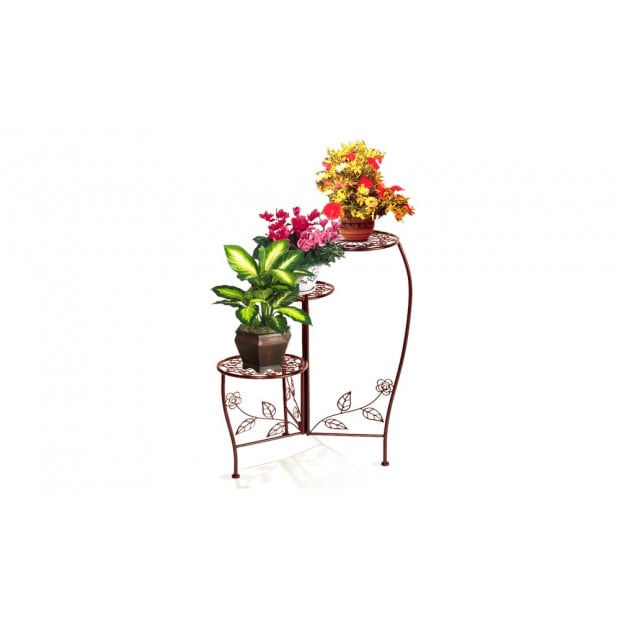 Metal Outdoor Indoor Pot Plant Stand Garden Decor Flower Rack Bronze Image 2