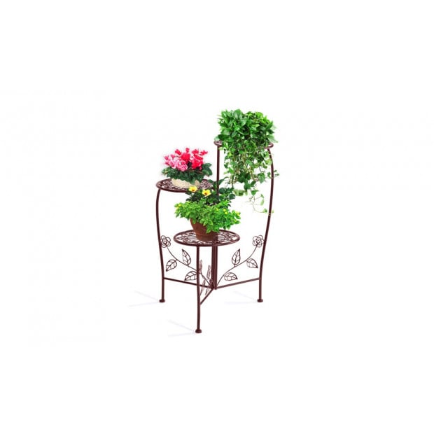 Metal Outdoor Indoor Pot Plant Stand Garden Decor Flower Rack Bronze Image 3