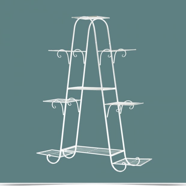 Flower Plant Stand Multi Tier Metal White Colour