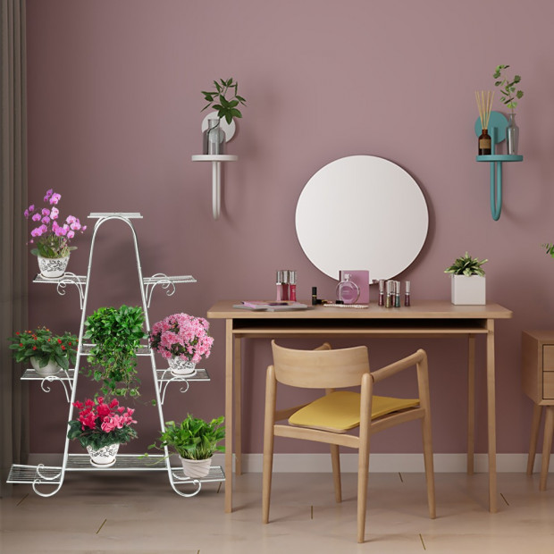 Flower Plant Stand Multi Tier Metal White Colour Image 3