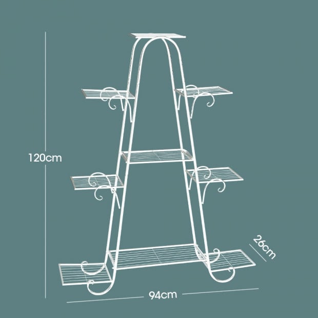 Flower Plant Stand Multi Tier Metal White Colour Image 6