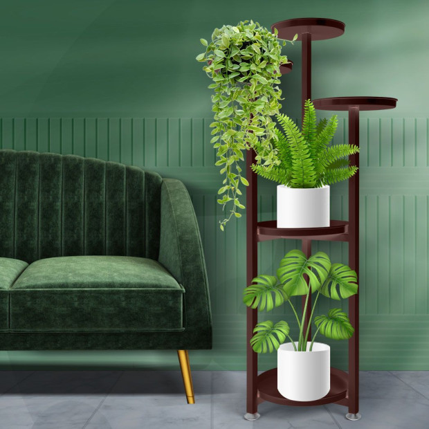Plant Stand Outdoor Indoor Flower Pots Rack Garden Shelf Black 120CM Image 7