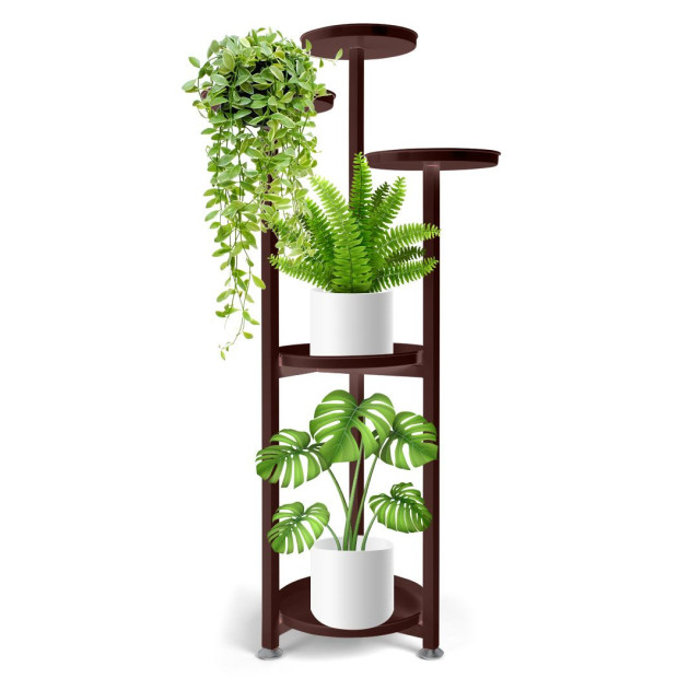 Plant Stand Outdoor Indoor Flower Pots Rack Garden Shelf Black 120CM