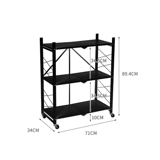 Foldable Storage Shelf Display Rack Bookcase Wheel Collapsible Image 3